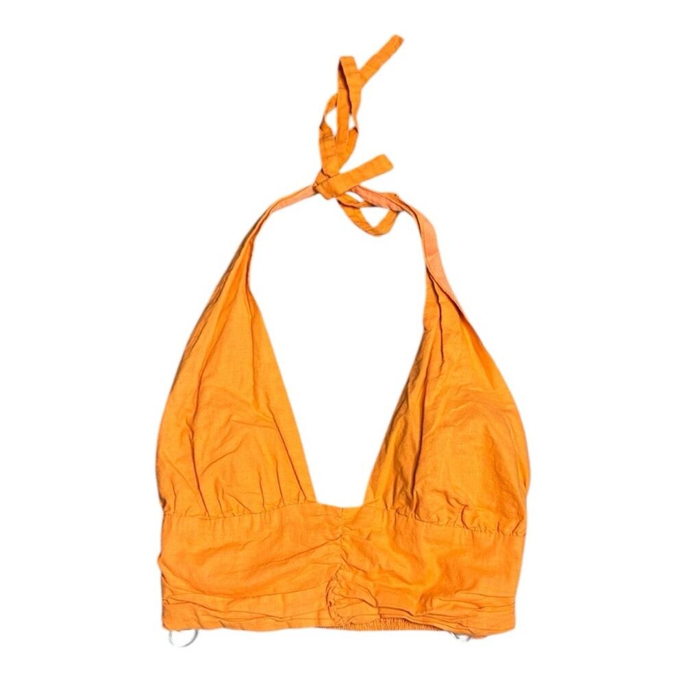 Charlie Holiday Cotton Orange Halter Top Elastic 8